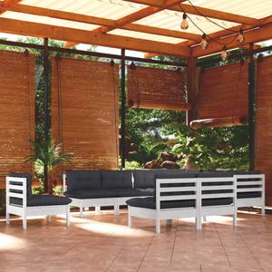 10-tlg. Garten-Lounge-Set mit Kissen Weiß