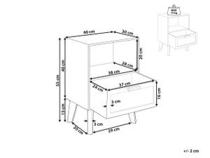 Table de chevet SENEY Marron - Bois massif - 40 x 55 x 30 cm