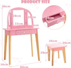 2-in-1-Schminktischset Pink - Holzwerkstoff - 30 x 96 x 60 cm