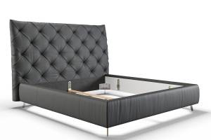 Bett ANNY Polsterbett Leder Schwarz - 216 x 146 cm