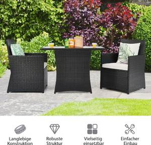 Gartenmöbel inkl. Sitzkissen (3er Set) Braun - Rattan