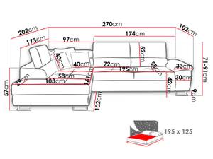 Ecksofa Cotere Cord Schwarz - Ecke davorstehend links