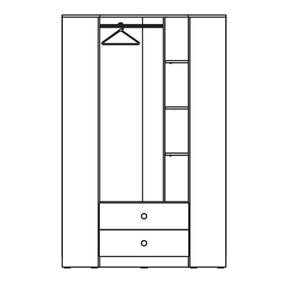 Jugendzimmer Neo Set A H-glanz 3-teilig Hochglanz Grau - Eiche Dekor