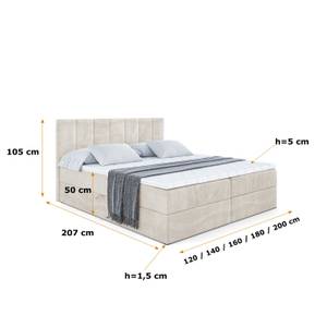 Boxspringbett MOETI Beige - Breite: 160 cm - H4