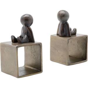 Buchstütze Little Males Grau - Metall - 21 x 19 x 10 cm