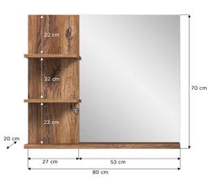 Miroir de salle de bain Ramon Gris - En partie en bois massif - 80 x 70 x 20 cm