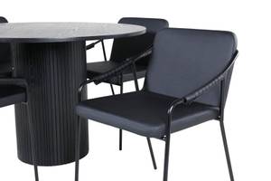 Essgruppe Bianca 11 Schwarz - Massivholz - 110 x 74 x 110 cm