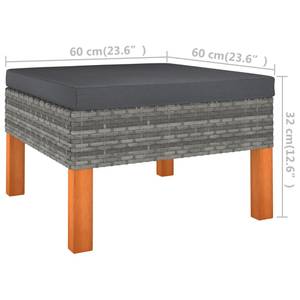 Garten-Sofa-Set (5-teilig) 3009634-7 Grau - Metall - Polyrattan - Holzart/Dekor - 61 x 67 x 65 cm