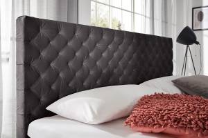 Boxspringbett SINDAR Bett Stoff Anthrazit - Schwarz - Breite: 182 cm - Schwarz