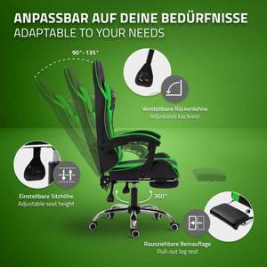 Gaming Stuhl mit Massagefunktion Schwarz - Grün