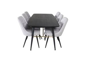 Essgruppe Gold (7-teilig) Schwarz - Massivholz - 85 x 76 x 180 cm