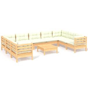 Garten-Lounge-Set Weiß - Massivholz - 64 x 29 x 64 cm