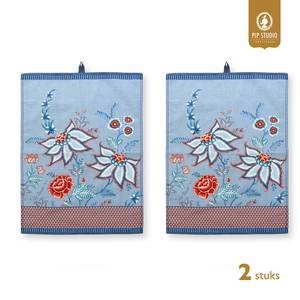 Geschirrtücher Flower Festival (2er-Set) Blau - Rot - Textil - 50 x 1 x 70 cm