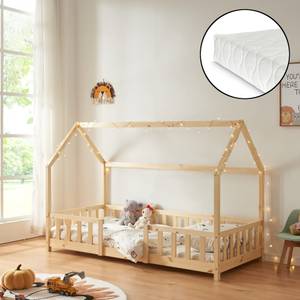 Kinderbett Sisimiut + Matratze Beige - 206 x 140 x 96 cm