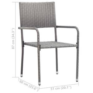 Garten-Essgruppe (3-tlg) 3072480 Grau - Kunststoff - Polyrattan - 53 x 72 x 110 cm