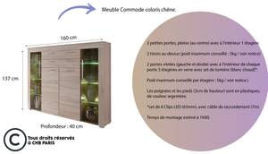 Commode - LED BOOM 1 articles Imitation chêne brut de sciage / Vitre fumée
