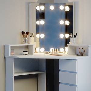 Latitude Run® Bureau de coiffeuse blanc avec miroir et lumières