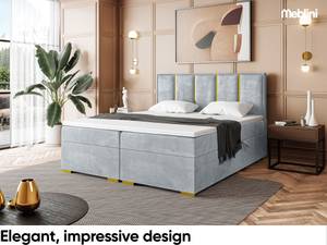 Boxspringbett Antonio Gold Hellgrau - 140 x 234 cm - H4