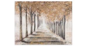 Tableau peint à la main Avenue of Dreams Beige - Bois massif - Textile - 100 x 75 x 4 cm