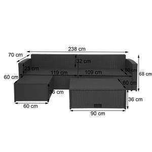 Garniture Jardin en poly rotin J34 Gris - Métal - Matière plastique - Polyrotin - 238 x 68 x 70 cm