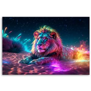 Canvas Bild Neon Löwe Natur Abstraktion 120 x 80 cm