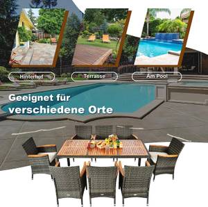 Rattan Sitzgruppe (9er Set) Grau - Rattan