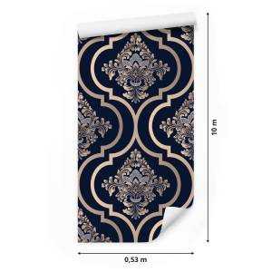 TAPETE Pflanzen Ornamente Luxus Dekor Beige - Schwarz - Papier - 53 x 1000 x 1000 cm