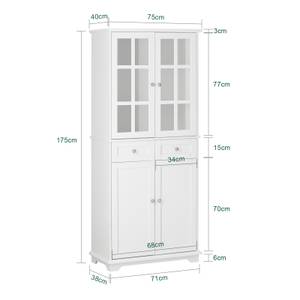 Armoire de cuisine FSB76-W Blanc - Bois manufacturé - Bois massif - Bois/Imitation - 76 x 175 x 40 cm