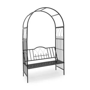 Arche à rosiers banc Décoration jardin Noir - Métal - 115 x 203 x 59 cm