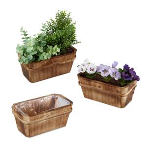 Kleiner Blumenkasten 3er Set Braun - Holzwerkstoff - 20 x 9 x 11 cm