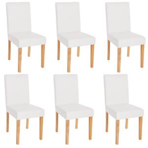 Chaise Littau simlicuir lot de 6 Blanc - Marron - Cuir synthétique - En partie en bois massif