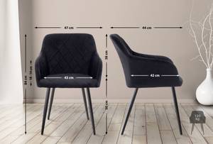 Chaise salle à manger Shila Lot de 2 Noir - Fourrure synthétique