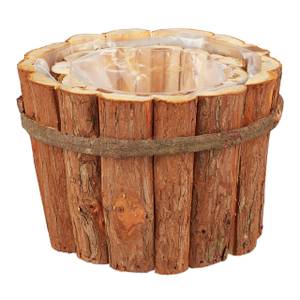 Blumentopf Holz 2er Set Braun - Holzwerkstoff - Kunststoff - 20 x 14 x 20 cm