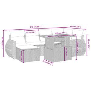 Gartensitzgruppe K908(7-tlg) Schwarz - Massivholz - 69 x 62 x 55 cm