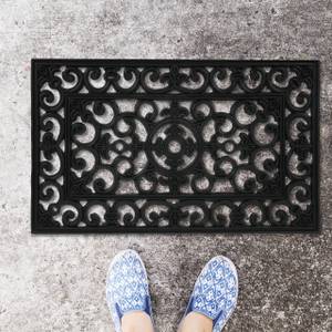 Gummi Fußmatte mit Ornamenten Schwarz - Kunststoff - 75 x 1 x 45 cm