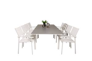 Gartenmöbel-Set Levels (9-teilig) Weiß - Metall - 100 x 75 x 160 cm