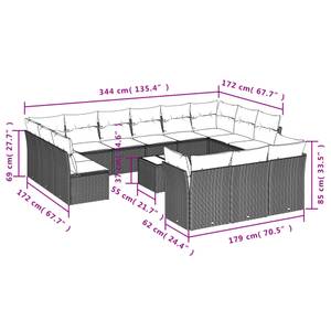 Gartensitzgruppe K5741(14-tlg) Schwarz - Massivholz - 69 x 62 x 62 cm