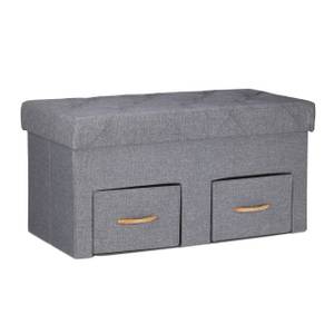 Coffre de rangement gris avec 2 tiroirs Marron - Gris - Bois manufacturé - Matière plastique - Textile - 80 x 40 x 40 cm