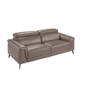 3-Sitzer-Sofa aus Rindsleder Grau - Echtleder - Textil - 215 x 99 x 103 cm