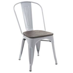 Chaise A73 assise bois (lot de 2) Gris - Métal - En partie en bois massif - 45 x 85 x 52 cm