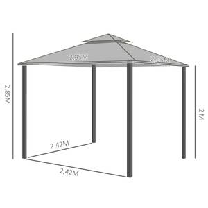 Pavillon 84C-267 Grau - Metall - 295 x 285 x 295 cm