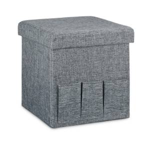 Tabouret de rangement pliant en lin Gris