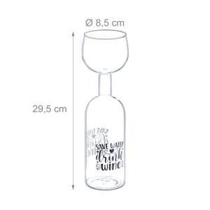 Weinflasche mit Glas 750 ml Schwarz - Silber - Glas - 9 x 30 x 9 cm