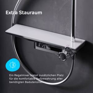 Duschsystem mit Regalmischer Flash Silber - Metall - 40 x 146 x 56 cm