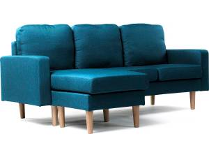 Umkehrbares Ecksofa aus blauem Stoff "Ga Blau - 75 x 84 x 194 cm