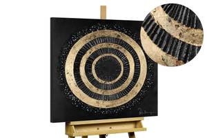 Acrylbild handgemalt Golden Illusion Schwarz - Gold - Massivholz - Textil - 60 x 60 x 4 cm