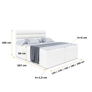 Boxspringbett CELESTIA Hochglanz Weiß - Breite: 120 cm - H4