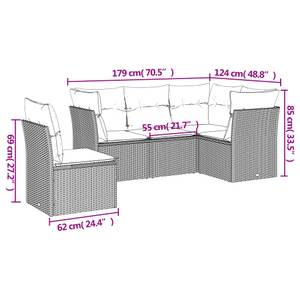 Gartensitzgruppe K319(5-tlg) Schwarz - Massivholz - 69 x 62 x 62 cm