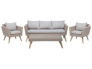 Lounge Set VITTORIA 4-tlg Beige - Blau - Braun - Grau - Polyrattan - 180 x 70 x 70 cm