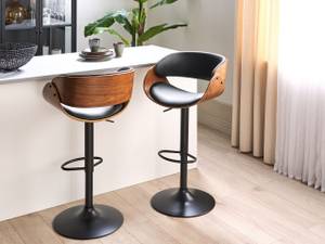 Tabouret de bar BAKU II Noir - Chêne foncé